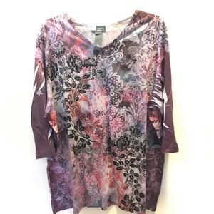 3/4 length sleeve floral blouse